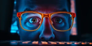 Impact of blue light on eye health.png AI generated image using Flux AI