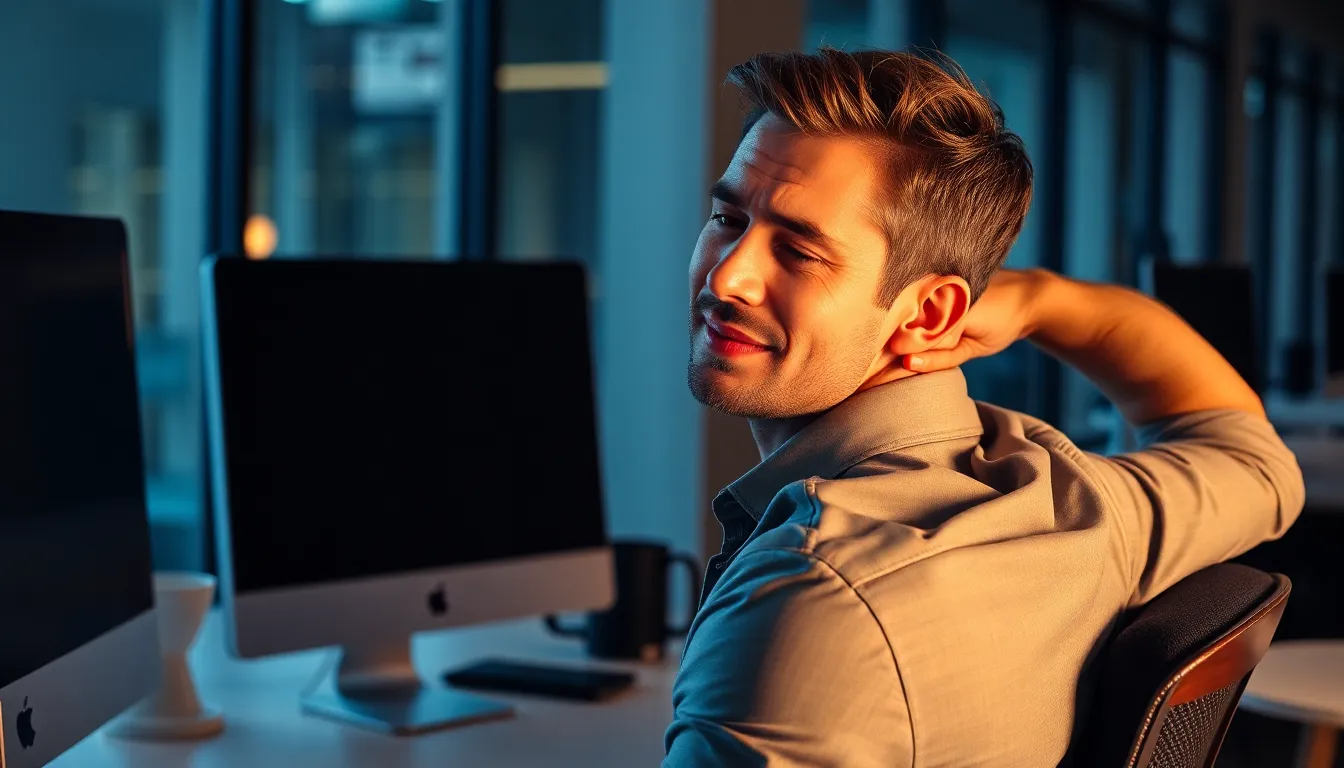 simple desk stretches for relieving tech neck and back pain