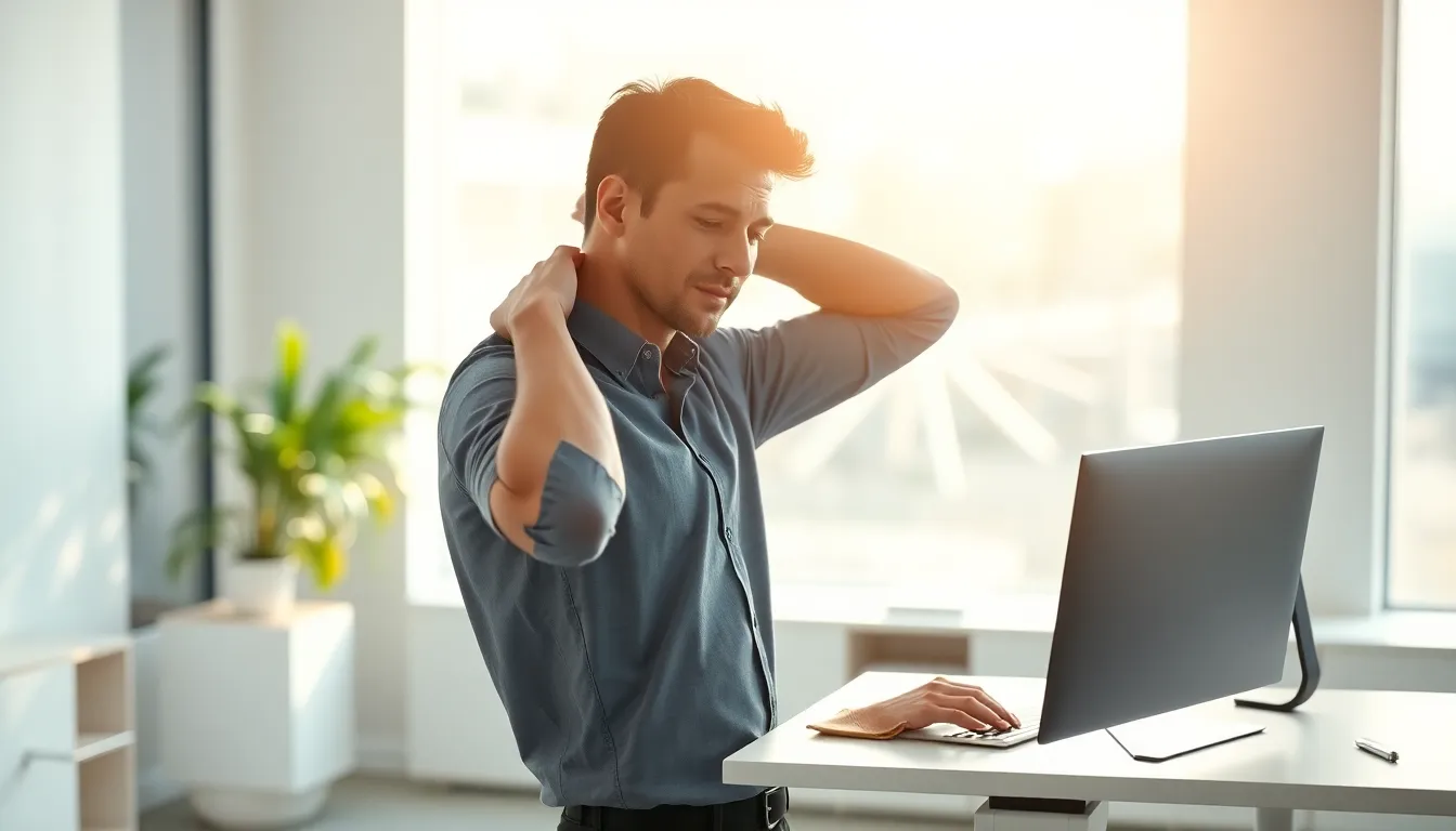 simple desk stretches for relieving tech neck and back pain