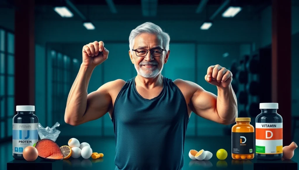 Preventing sarcopenia after age 60 diet.png AI generated image using Flux AI